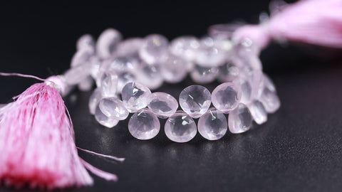 Rose Quartz Pink Pear Faceted Natural Beads 8 Inches Strands