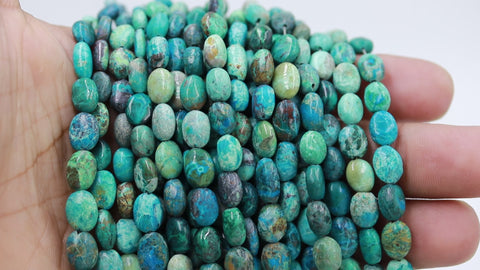 Chrysocolla Green Smooth Oval Natural Beads 16 Inches Strands