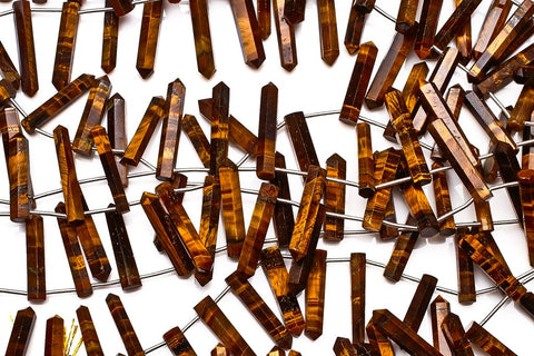 Tiger Eye Brown Pencil Faceted Natural Beads