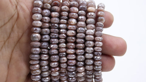 Mystic Coated Moonstone Peach Rondell Faceted Natural Beads 15 Inches Strands