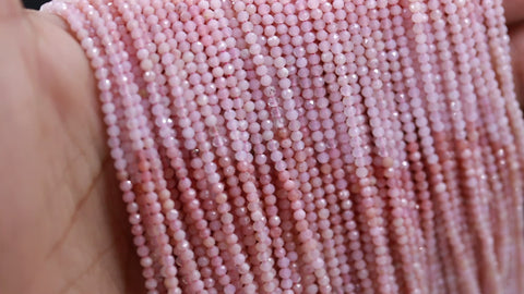 Pink Opal Shaded Pink Round Faceted Natural Beads 12.5 inches strands