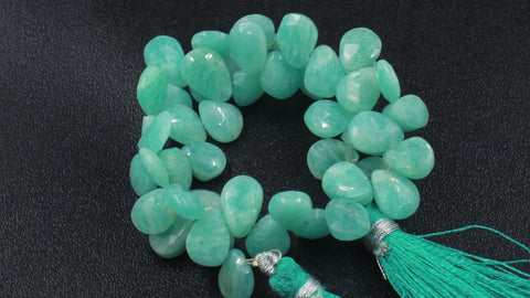 Amazonite Green Pear Faceted Natural Beads 8 Inches Strands