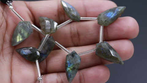 Labradorite Grey Shark Tooth Faceted Natural Beads 8 Inches Strands