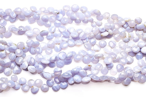 Chalcedony Blue Heart Faceted Natural Beads