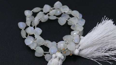 Rainbow Moonstone White Heart Faceted Natural Beads 8 Inches Strands