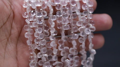 Rose Quartz Pink Pear Faceted Natural Beads 8 Inches Strands