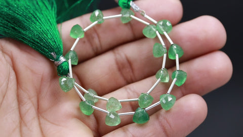 Green Strawberry Quartz Green Trillion Faceted Natural Beads 8 inches strands