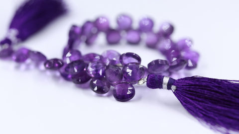 Amethyst Purple Pear Faceted Natural Beads 8 Inches Strands