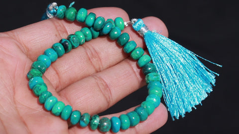 Chrysocolla Green Rondell Smooth Natural Beads 8 Inches Strands