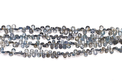 Moss Aquamarine Grey Pear Faceted Natural Beads