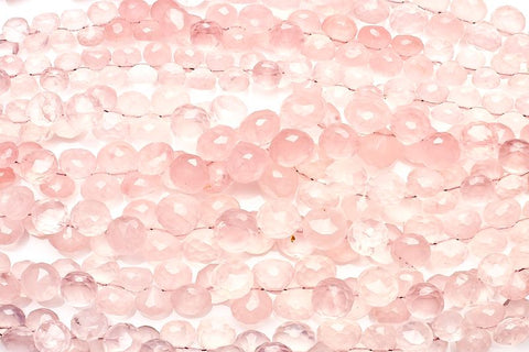 Rose Quartz Light Pink Onion Faceted Natural Beads