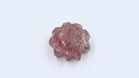 Strawberry Quartz Pink Rose Carving Natural 11 MM Stone