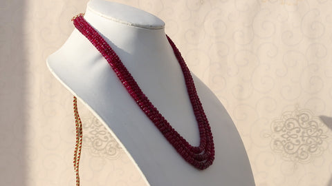 Ruby Red Watermelon Smooth Natural Beads Necklace