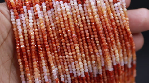 Mexican Fire Opal Shaded Orange Round Faceted Natural Beads