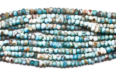 Larimar Sky Blue Rondelle Faceted Natural Beads