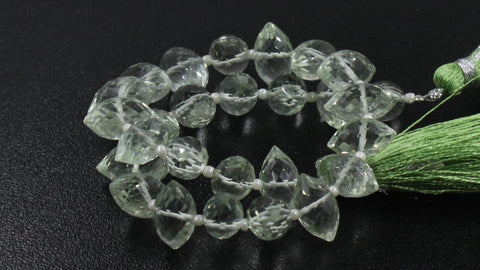 Green Amethyst  Dew Drop Top Drill Faceted Natural Beads