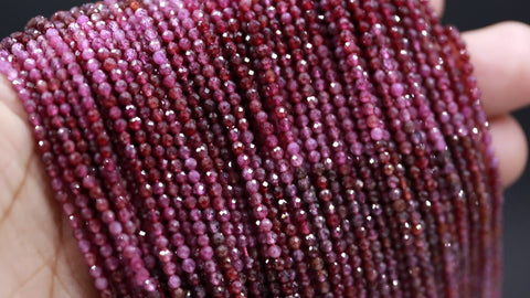 Ruby Shaded Red Round Faceted Natural Beadsn123.5 inches strands