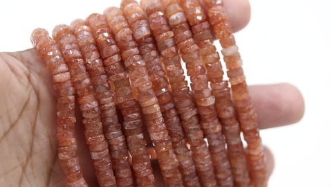 Sunstone Brown Tire Faceted Natural Beads 8 Inches Strands