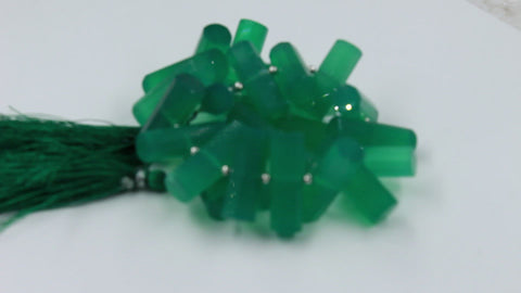 Green Onyx Tube Faceted Natural Beads