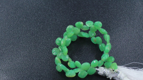 Chrysoprase Green Pear Faceted Natural Beads 8 Inches Strands