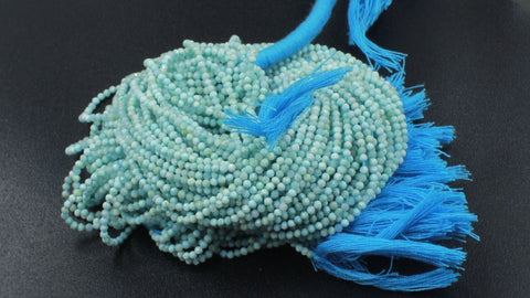 Larimar Blue Round Faceted Natural Beads 13.5 Inches Strands