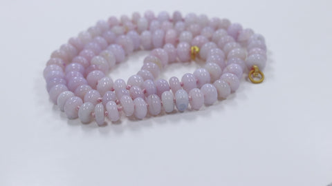 Opal Pink Knotted Rondelle Smooth Natural Beads Necklace 20 Inches Strands