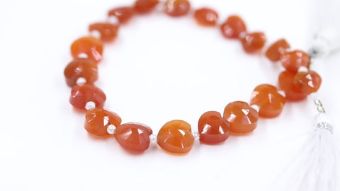 Carnelian Orange Heart Faceted Natural Beads 8 Inches strands