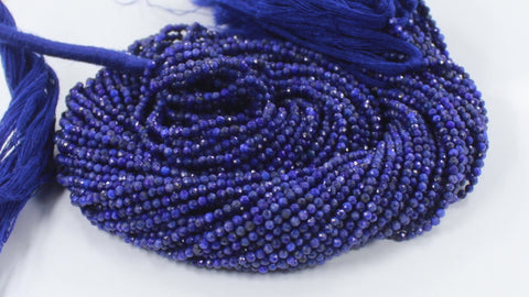 Lapis Lazuli Blue Round Faceted Natural Beads 12.5 Inches Strands