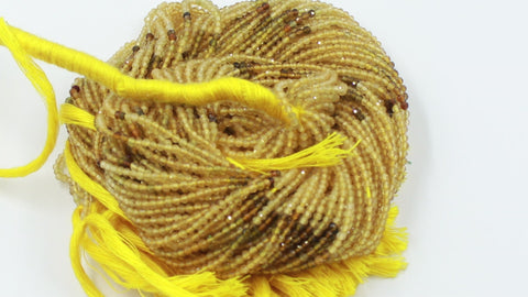 Tourmaline Yellow Shaded Round Faceted Natural Beads 13.5 Inches Strands