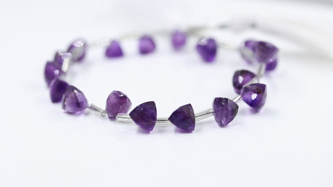 Amethyst Purple Triangle Faceted Natural Beads 8 inches Strands