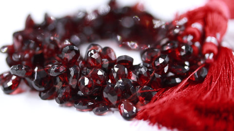 Garnet Red Pear Faceted Natural Beads 8 inches Strands