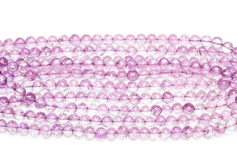 Pink Amethyst  Purple Round Faceted Natural Beads