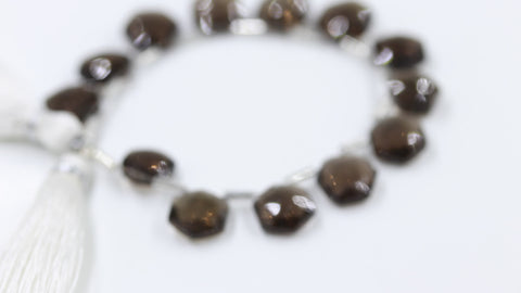 Smoky Quartz Brown Hexagon Faceted Natural Beads 8 Inches Strands