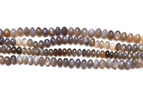 Grey Moonstone Grey Rondelle Faceted Natural Beads