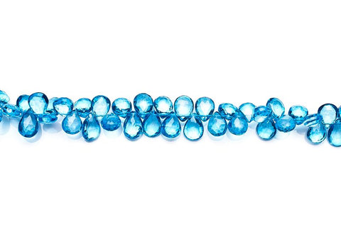 Crystal Quartz Blue Pear Faceted Mystic Coating Beads