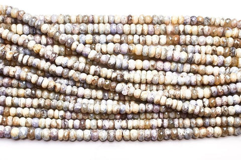 Silverite White Rondelle Faceted Mystic Coating Beads