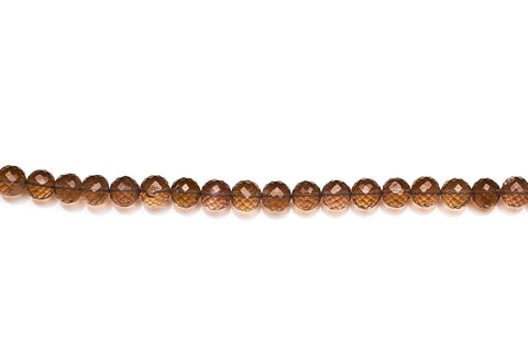 Smoky Quartz Brown Round Faceted Natural Beads