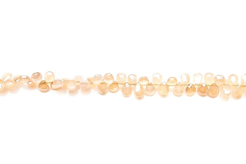 Moonstone White Pear Faceted Mystic Coating Beads