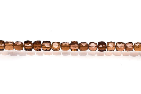 Smoky Quartz Brown Cube Faceted Natural Beads