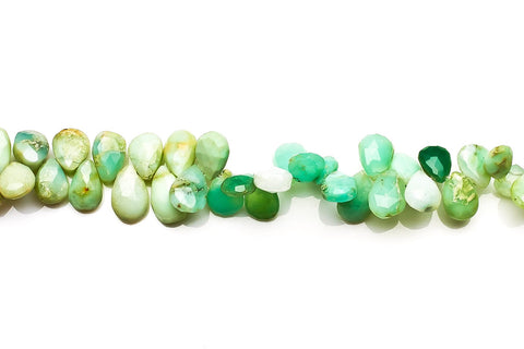 Chrysoprase Green Shaded Pear Faceted Natural Beads