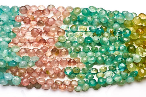 Aquamarine Multi Color Onion Faceted Dyed Beads