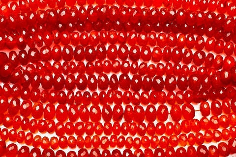 Carnelian Orange Rondelle Faceted Natural Beads