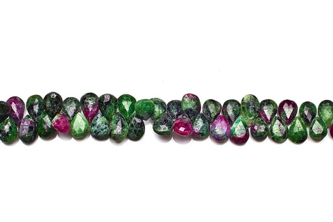 Ruby Zoisite Green / Red Pear Faceted Natural Beads