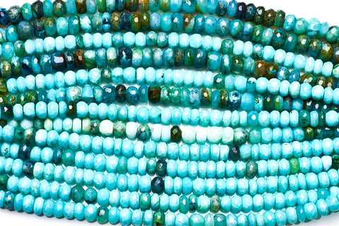 Peru Opal Blue Rondelle Faceted Natural Beads