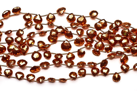 Pyrite Copper Heart Faceted Coating Beads