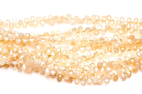 Moonstone White Pear Faceted Mystic Coating Beads