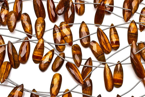 Tiger Eye Brown Pear Faceted Natural Beads