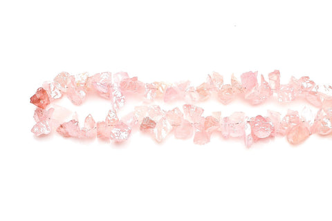 Rose Quartz Pink Nuggets Rough Mystic Coating Beads