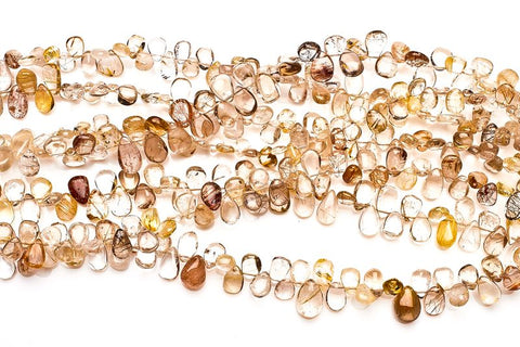 Golden Rutile Shaded Yellow Pear Smooth Natural Beads