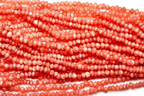 Moonstone Orange Rondelle Smooth Coated Beads